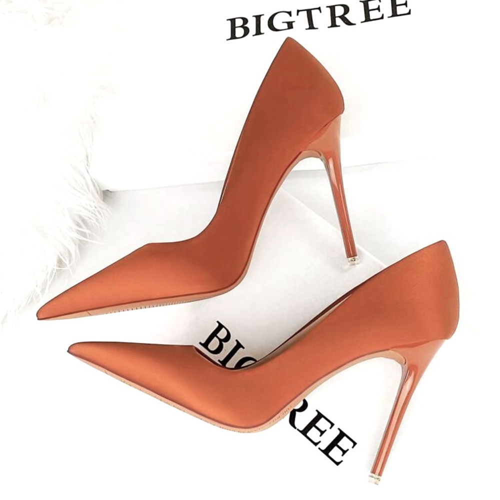 Satin orange heels